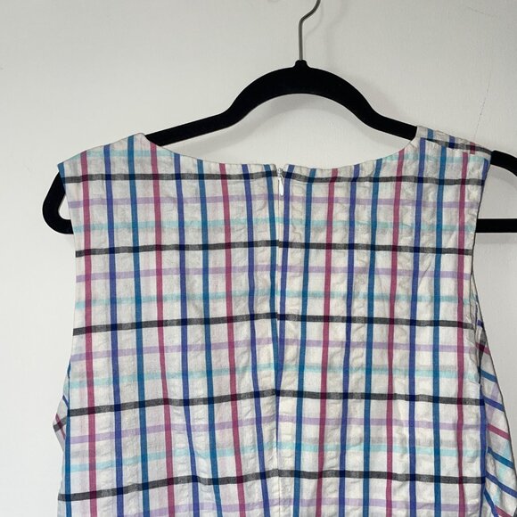 Chaps Womens Size 14 Sleeveless Plaid Wrap Dress Multicolor 100% Cotton - Picture 7 of 7